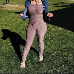 Ruched one piece jumpsuit